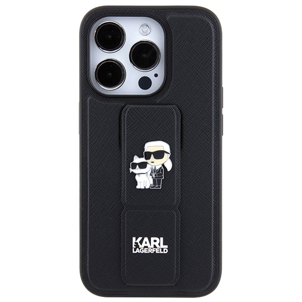 Apple iPhone 13 Pro 6.1'' Karl Lagerfeld Gripstand Saffiano Karl & Choupette Pins Cover Case, Black | Telefona... (1)