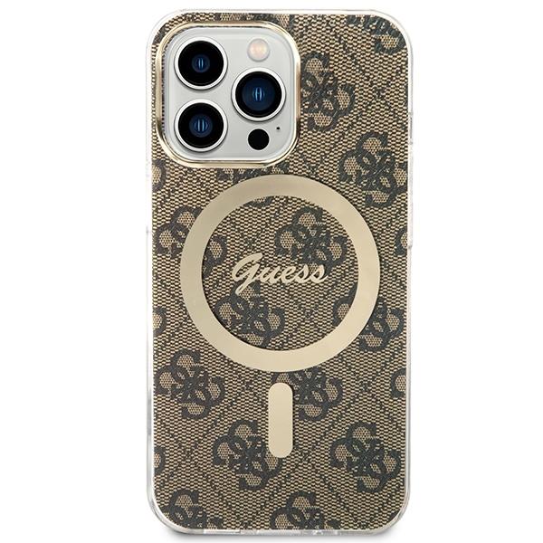 Apple iPhone 13 Pro 6.1" Guess 4G Print MagSafe Case Cover (GUBPP13LH4EACSW) + Charger, Brown | Telefona Maciņš Vāks... (1)