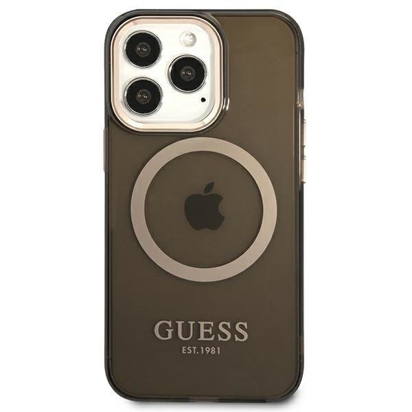 Apple iPhone 13 Pro 6.1'' Guess Gold Outline Translucent MagSafe Case Cover, Black | Telefona Maciņš Vāks Apvalks... (1)