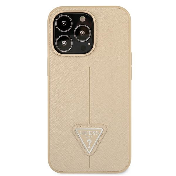 Apple iPhone 13 Pro 6.1'' Guess SaffianoTriangle Logo Case Cover (GUHCP13LPSATLE), Beige | Telefona Maciņš Vāks... (1)
