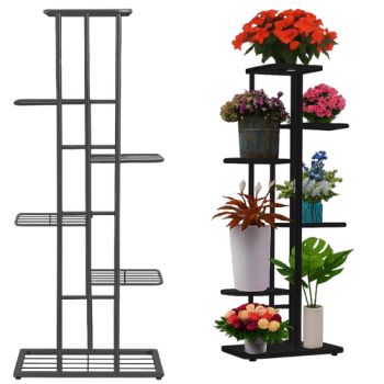Daudzlīmeņu metāla puķu statīvs Ruhhy 26040, 106 cm, melns