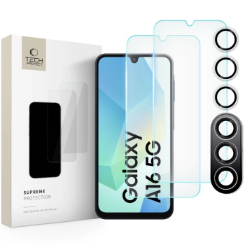 Samsung Galaxy A16 4G / 5G ( SM-A166 / SM-A165 ) Tech-Protect Supreme Tempered Glass 2x + Camera Glass | Ekrāna Aizsargstikls 2 gab. + Kameras Aizsargstikls