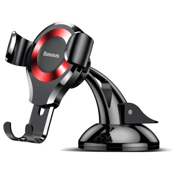 Baseus Osculum Gravity Car Mount Dashboard Windshield Phone Bracket Holder, Red | Telefona Turētājs uz Stikla Paneļa