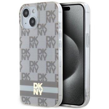 Apple iPhone 15 Plus 6.7'' DKNY IML Checkered Mono Pattern Printed Stripes MagSafe Case Cover, Beige | Telefona...