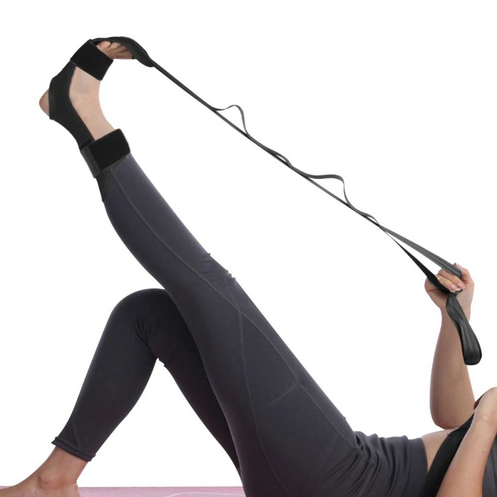 Regulējams kāju muskuļu stiepšanas josta 155 cm, melni-sarkana (3)