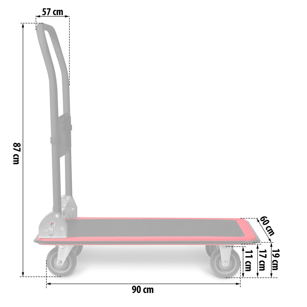 Platformas ratiņi Humberg HM-506 300 kg, melni-sarkani (3)