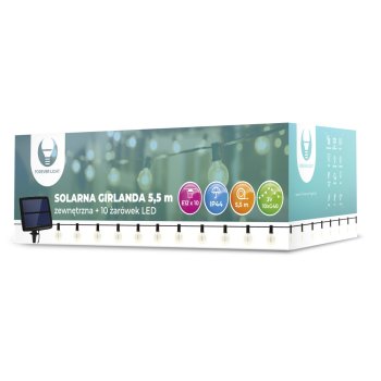 Forever Light Dārza Āra Apgaismojums Virtene Dekorācija 10 LED Lampiņas ar Saules Paneli 5,5m, Filament clear | Solar Garden Garland Illumination