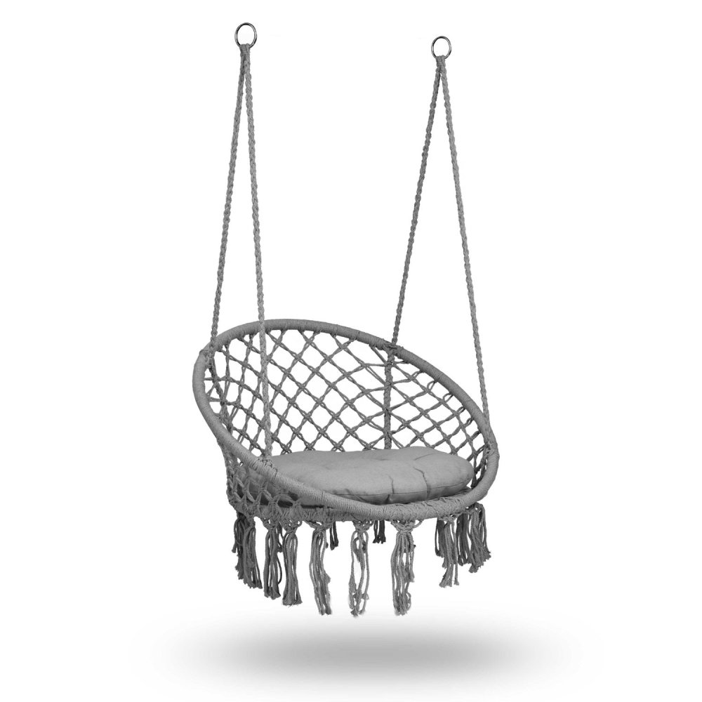 Piekaramais krēsls Sofotel BOHO šūpoles ar spilvenu, pelēks (3)