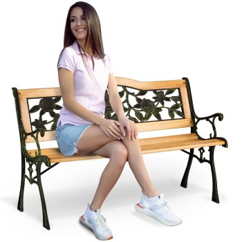 Koka dārza sols ar atzveltni 123,5x74x48 cm Gardi Rose Sofotel