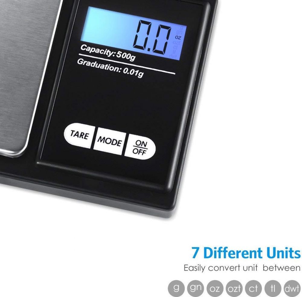Pārnēsājamie digitālie kabatas juvelieru svari 0.1g - 500 grami | Digital Pocket Jewelry Scale (0)