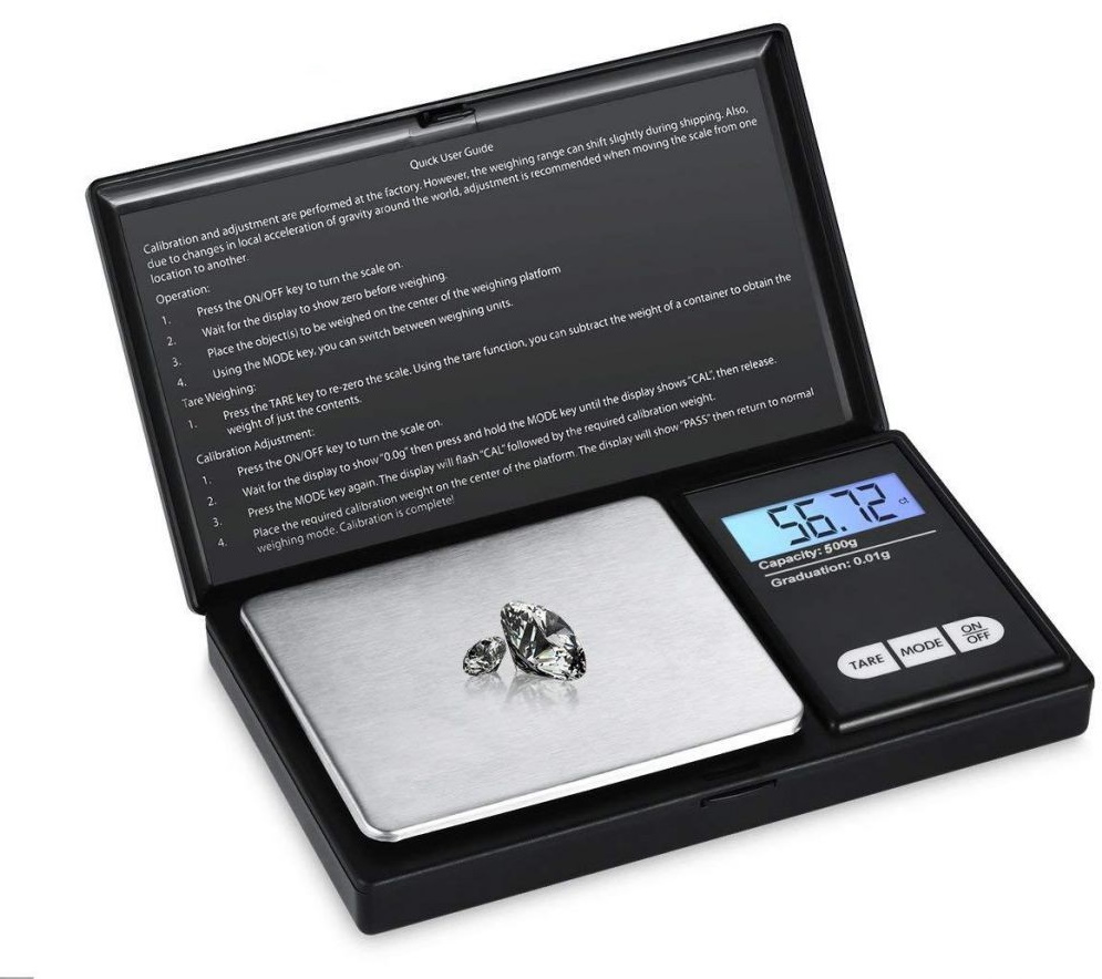 Pārnēsājamie digitālie kabatas juvelieru svari 0.1g - 500 grami | Digital Pocket Jewelry Scale (3)