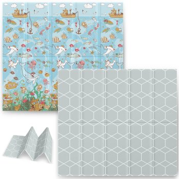 Izglītojošs salokāms bērnu putu paklājs 200x180x1cm Nukido NK-340, Okeāns | Kids Folding Foam Mat