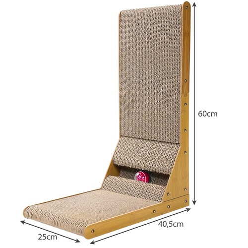 Stūra skrāpis ar rotaļlietu kaķiem, vertikāls kartona kaķu nagu asināmais Purlov | Cat Corner Scratcher with Toy (15)