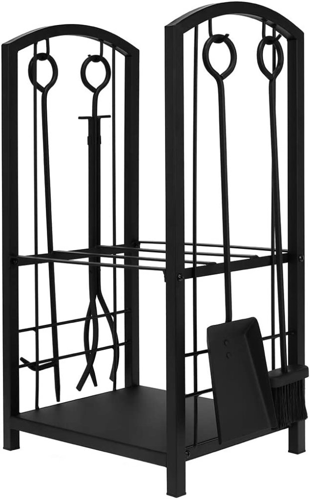 Metāla Malkas Brikešu Turētājs + Kamīna Krāšņu Piederumu Rīku Aksesuāru Komplekts 5 gab. | Metal Fireplace... (0)