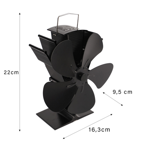 Termoelektriskais kamīna ventilators Kaminer 26206 ar 5 lāpstiņām, melns (2)