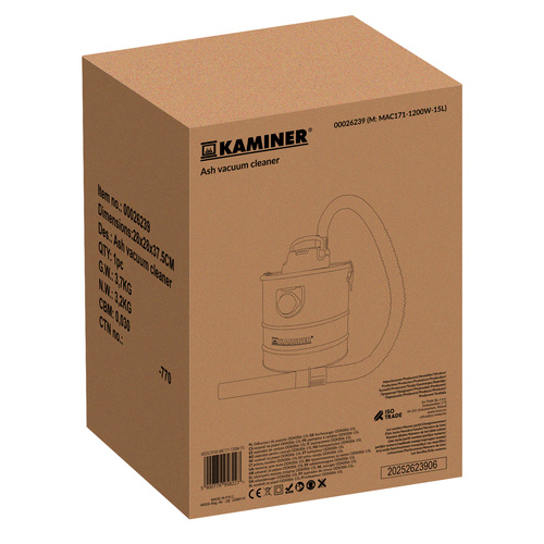 Pelnu putekļsūcējs Kaminer ODK006-15L, 15L 1200W (0)