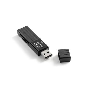XO DK05A 2-in-1 USB 2.0 SD un MicroSD karšu lasītājs, melns