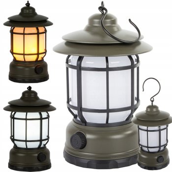 LED kempinga lampa, lukturis ar akumulatoru, USB, āra, ar āķi, Haki krāsa