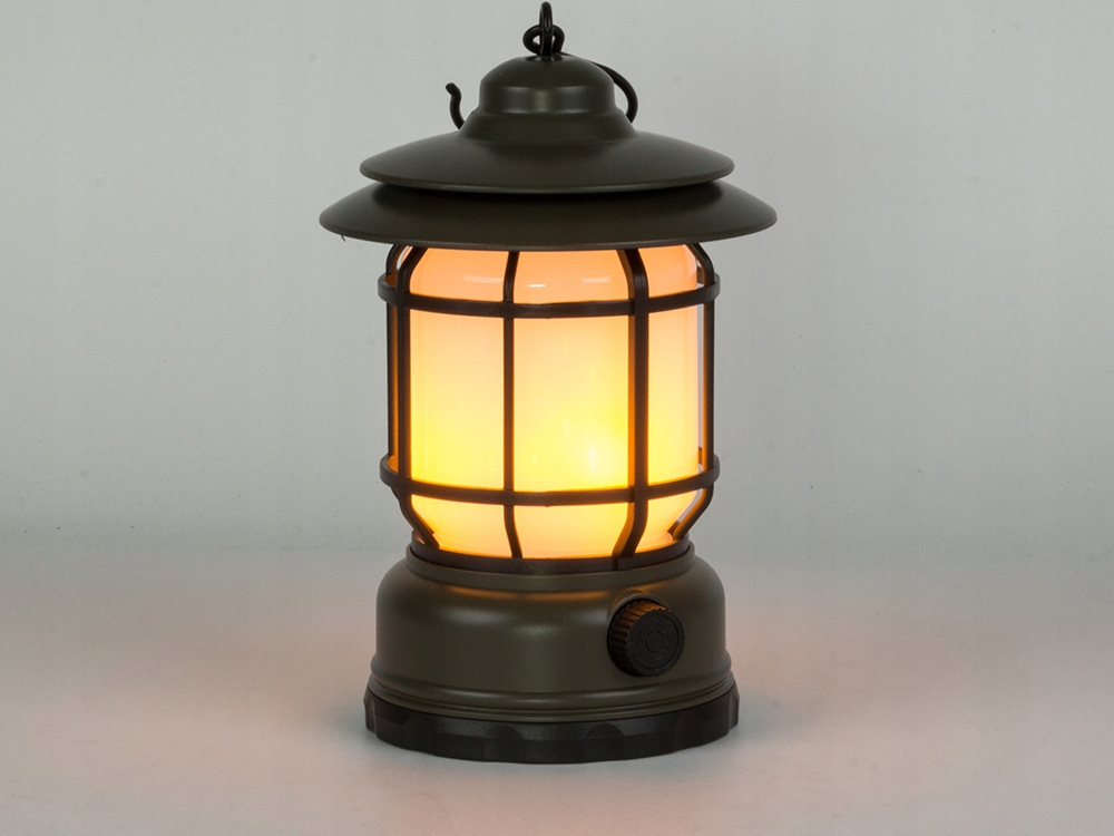 LED kempinga lampa, lukturis ar akumulatoru, USB, āra, ar āķi, Haki krāsa (1)