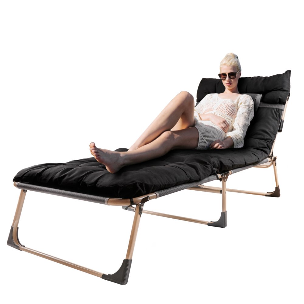 Saliekamā tūrisma gulta ar matraci 193 cm, melna (1)