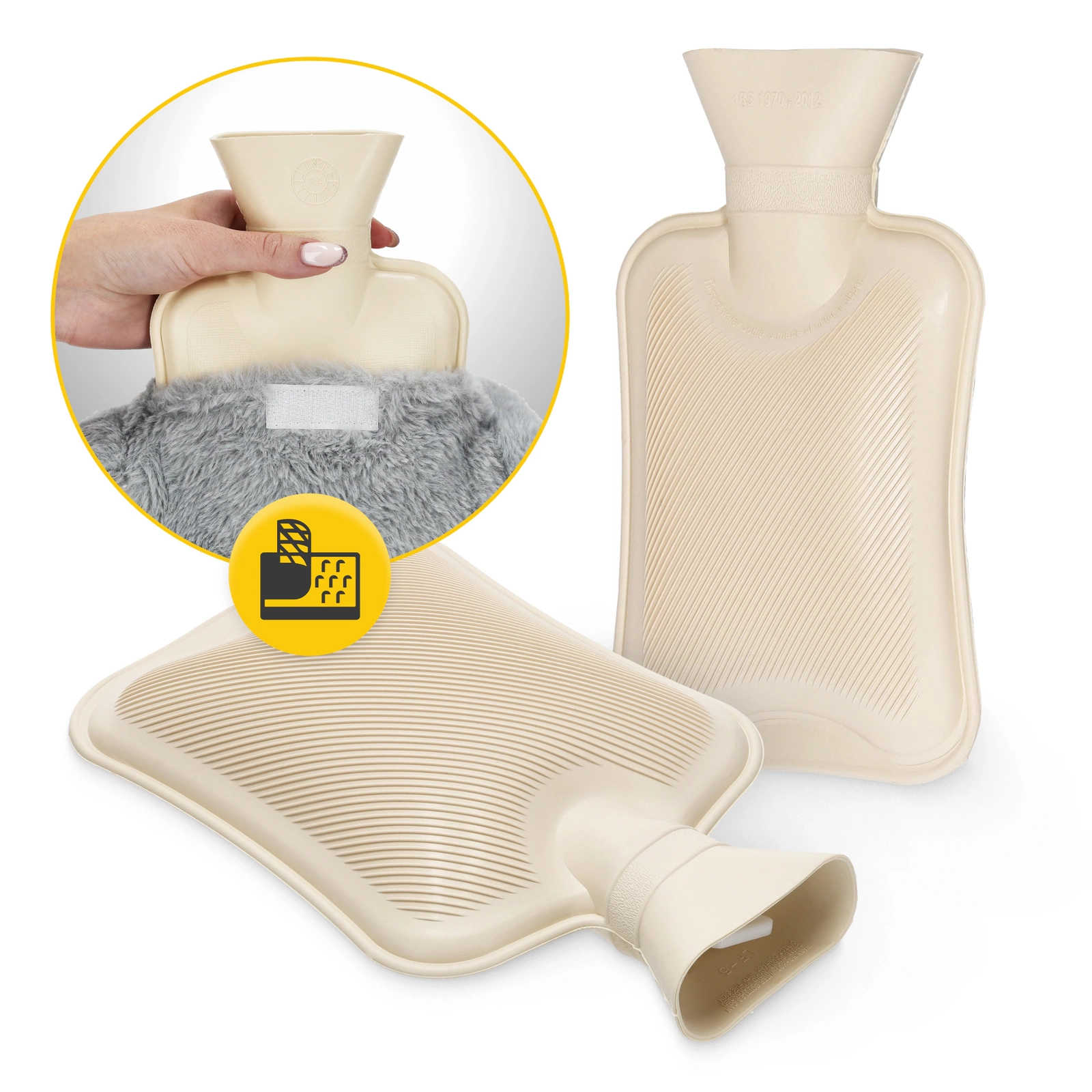 Plīša termofors bērniem 4FIZJO Pingvīns 0,75L, pelēks (1)