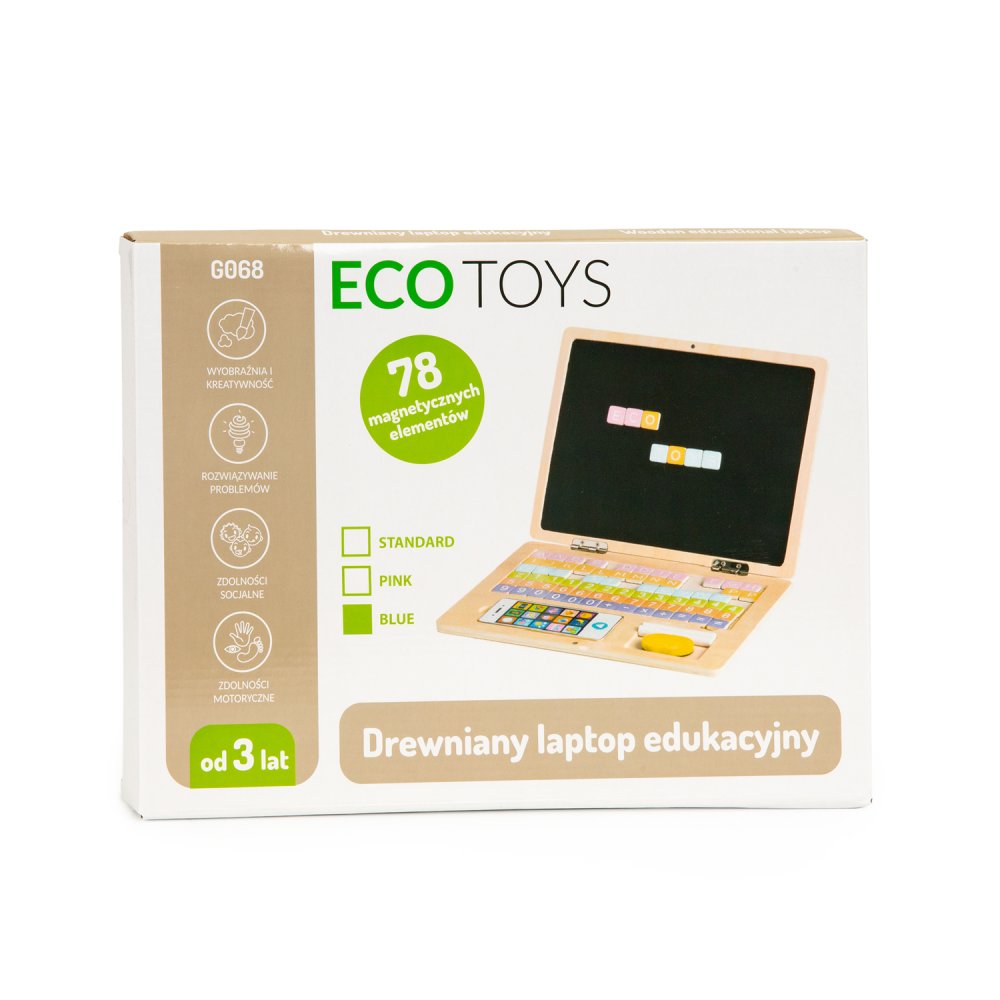 ECOTOYS izglītojošā magnētiskā tāfele klēpjdators ar burtiem un cipariem (2)