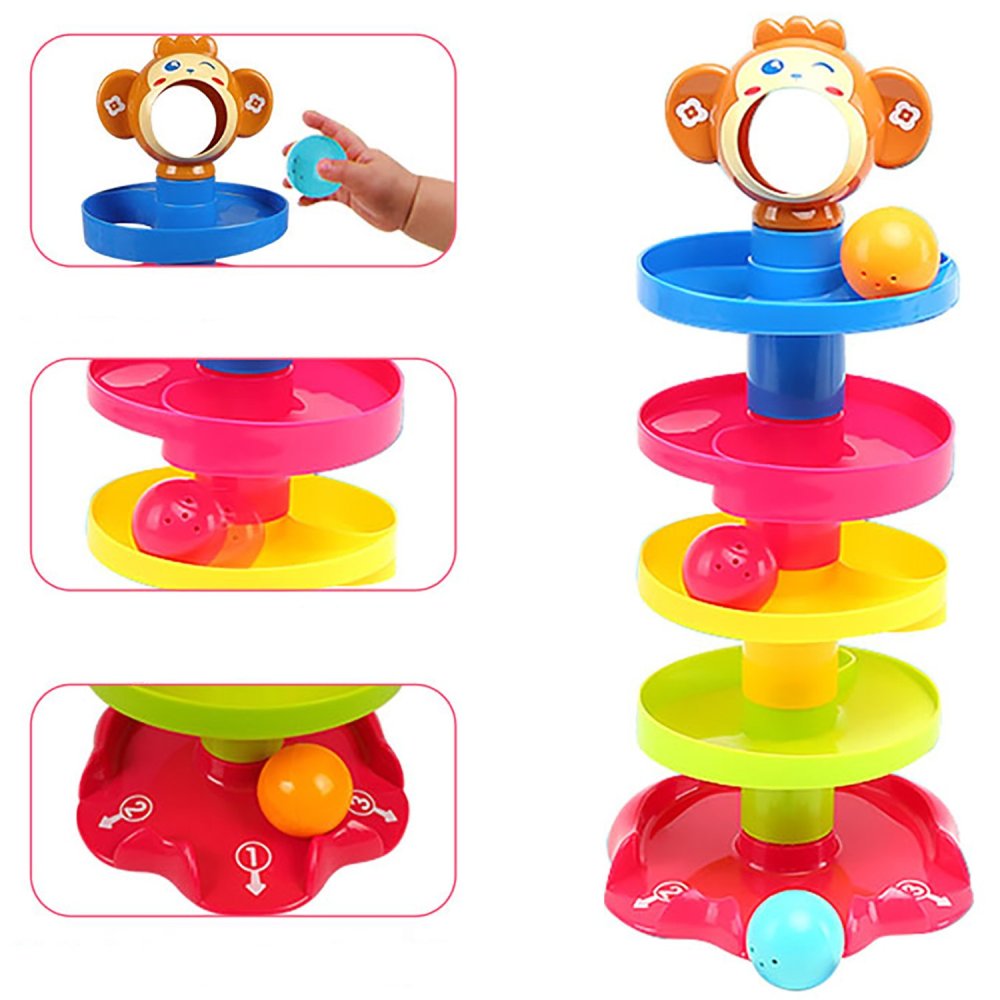 Attīstošais bumbiņu tornis slidkalniņš ar grabuļiem Pērtiķis (0)