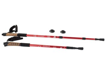 Skandināvu Nūjošana Teleskopiskās Staigāšanas Nūjas 2gab., Sarkanas | Nordic Walking Pole Set