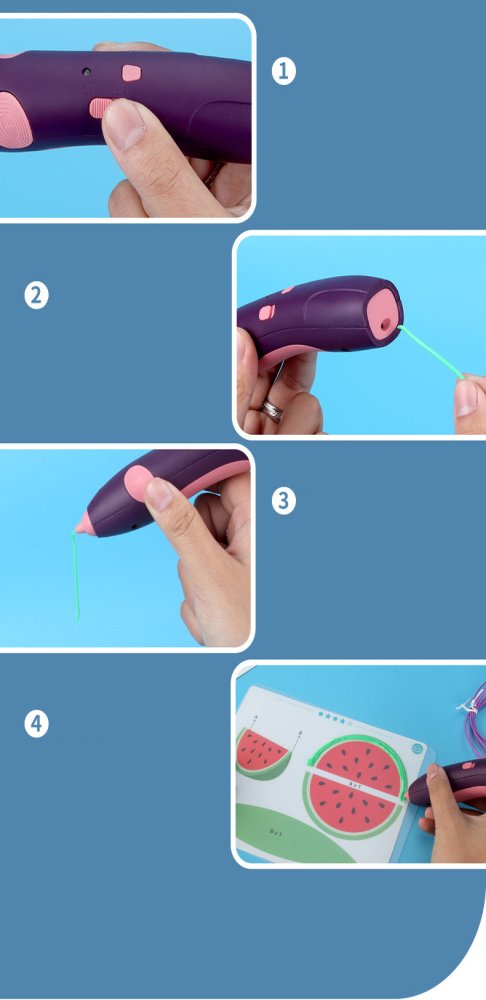 Bērnu 3D Pildspalva Zīmulis PCL Plastikātam Modelēšanai Zīmēšanai, Zils | 3D Pen Pencil Printer For Modeling... (4)