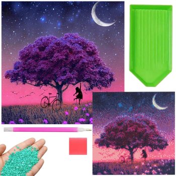 Dimantu Mozaīkas Komplekts Rokdarbs Glezna 5D 30x30 cm, Koks | Diamond Mosaic Embroidery Kit Painting Pink Park