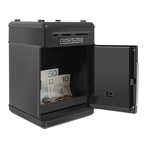 Automātiskā Monētu Banknošu Krājkase ar Kodu, Melns-Sudrabs | Children Piggy Bank Toy Box for Money with... (3)