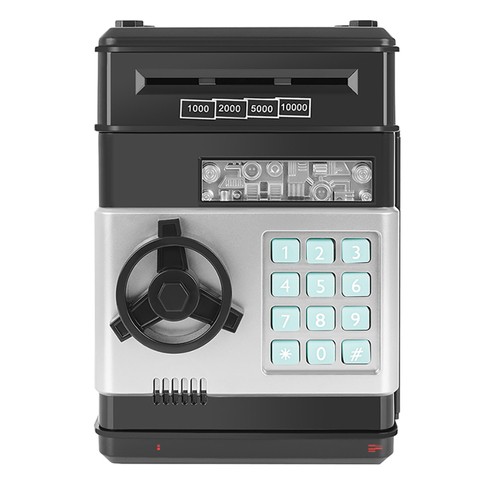 Automātiskā Monētu Banknošu Krājkase ar Kodu, Melns-Sudrabs | Children Piggy Bank Toy Box for Money with... (5)