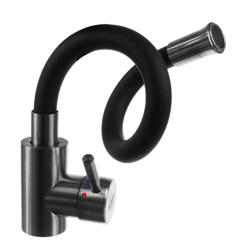 Elastīgs virtuves jaucējkrāns Ruhhy 26324 ar 360° snīpi, melns/sudraba (3)