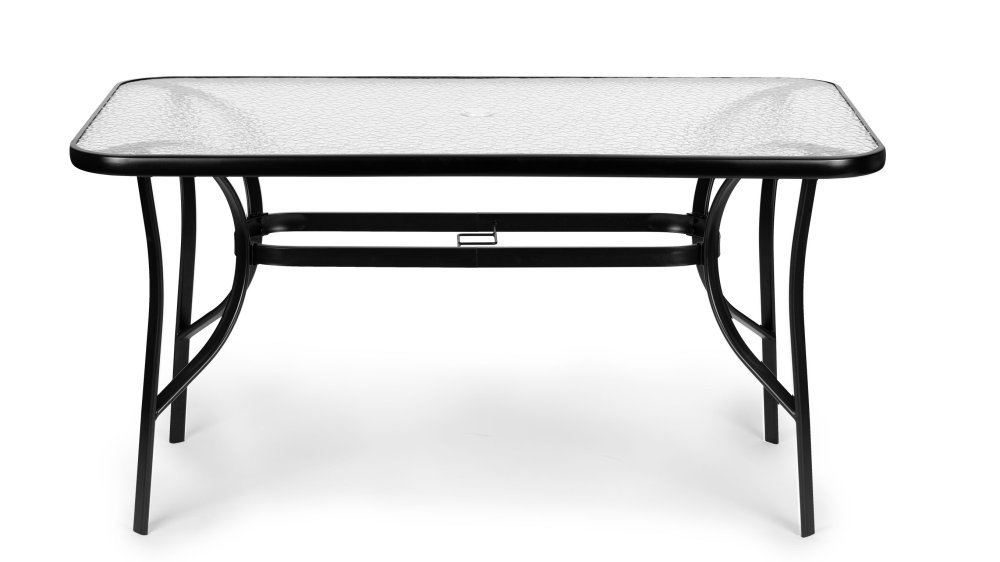 Dārza galds 160x90 cm MultiGarden ar rūdīta stikla virsmu un atveri saulessargam (0)