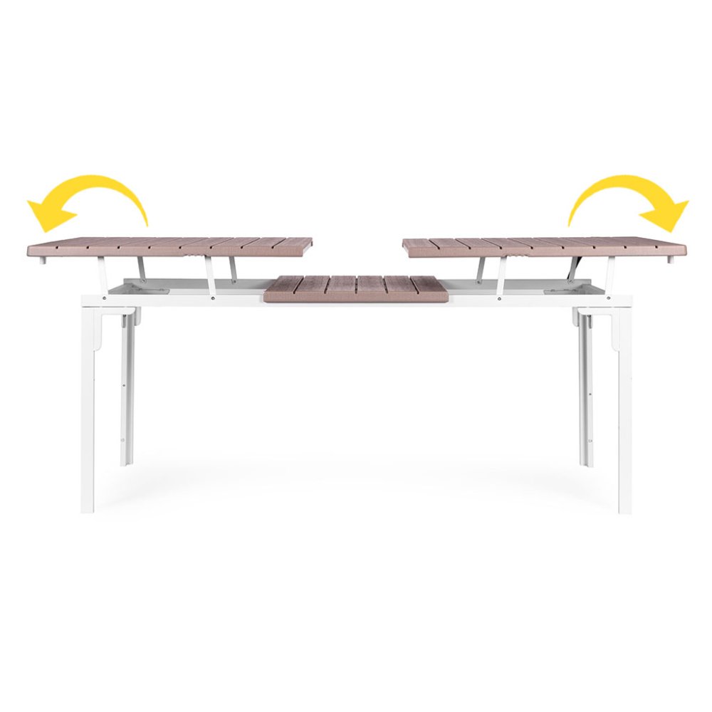 Izvelkams dārza galds 180-240 cm 12 personām tērauds HDPE MultiGarden, bēšs (3)