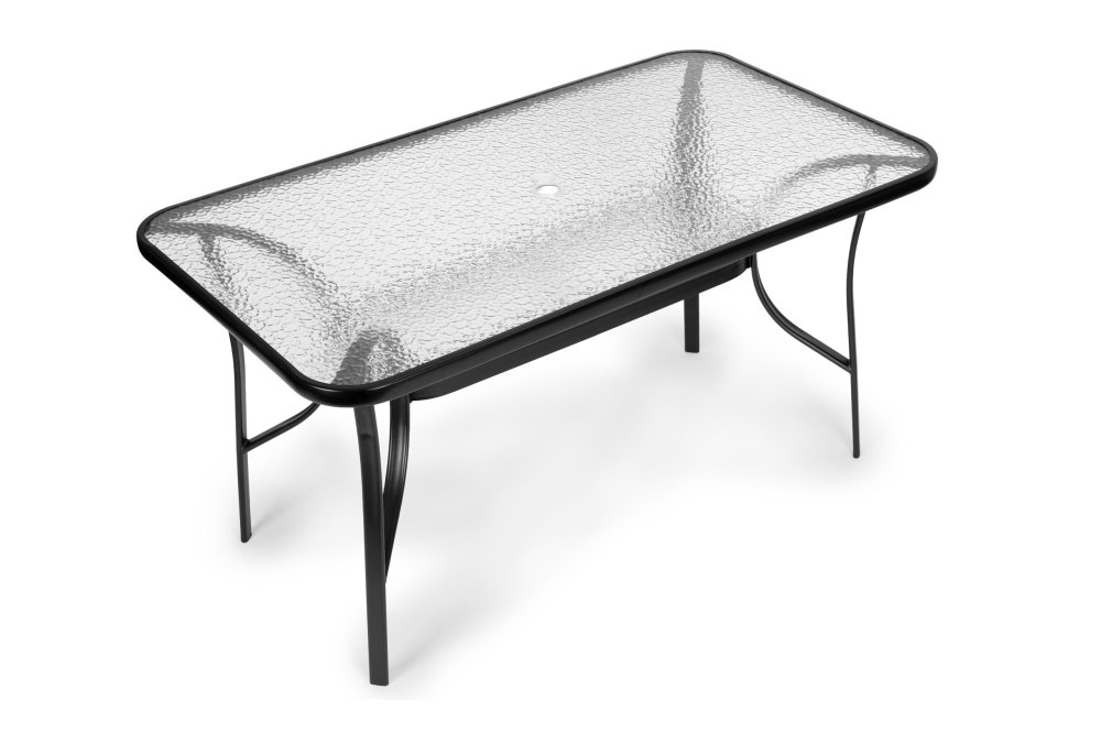 Dārza galds 160x90 cm MultiGarden ar rūdīta stikla virsmu un atveri saulessargam (3)