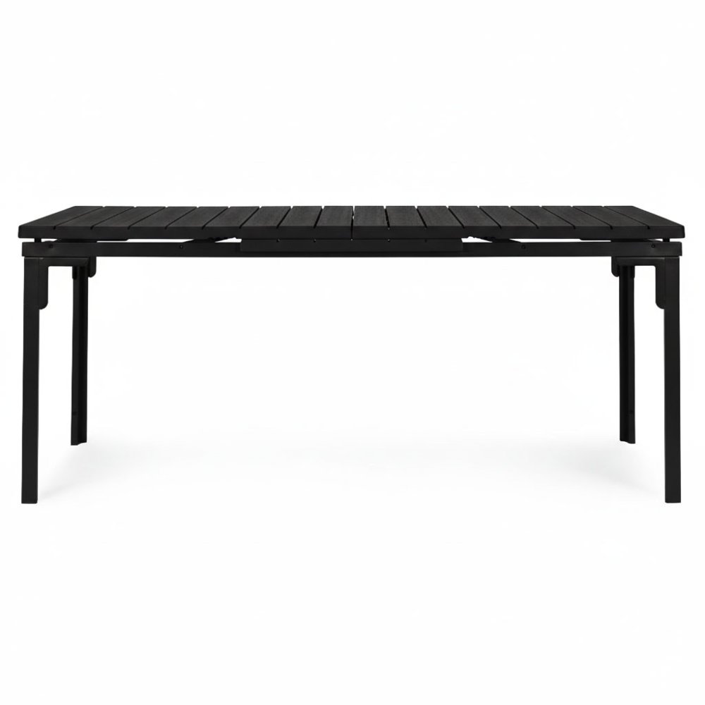 Izvelkamais dārza galds 180-240 cm līdz 12 personām tērauda HDPE MultiGarden, melns (1)