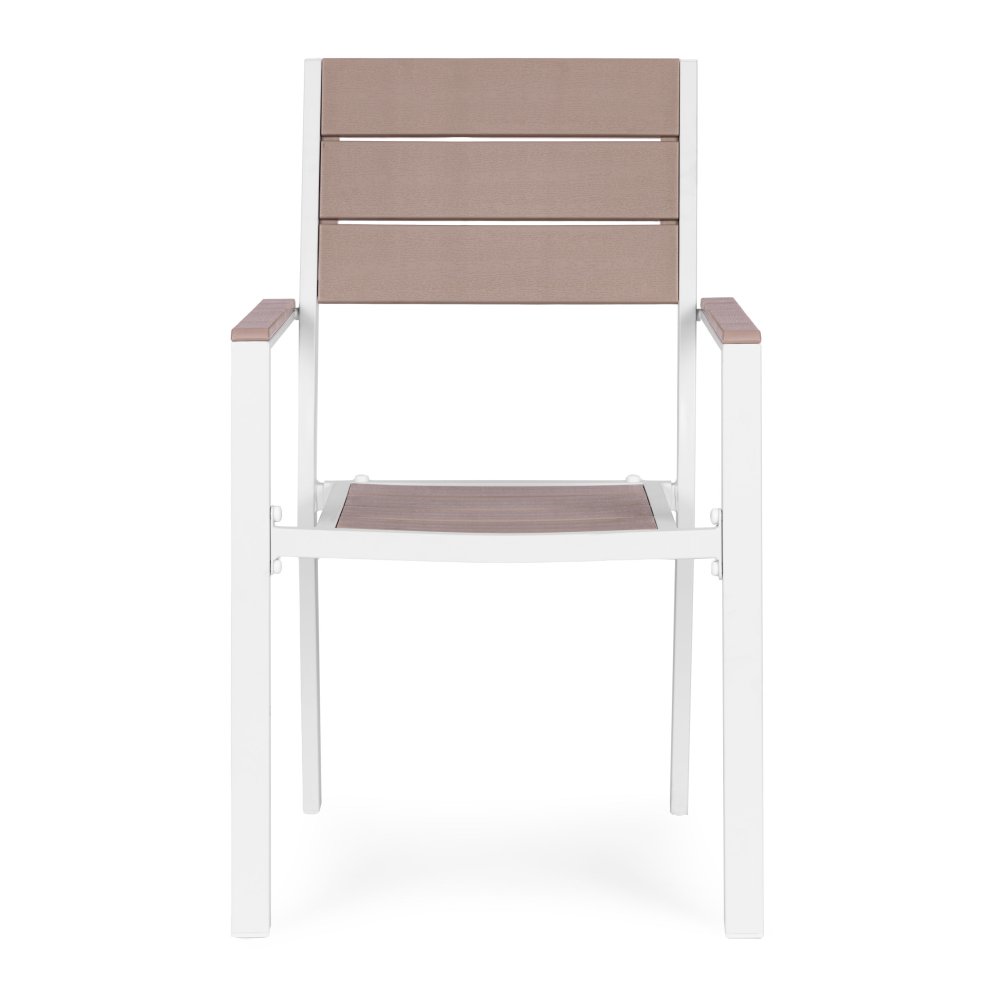 Dārza krēslu komplekts 2 gab. terasei MultiGarden tērauds HDPE, bēšs un balts (2)