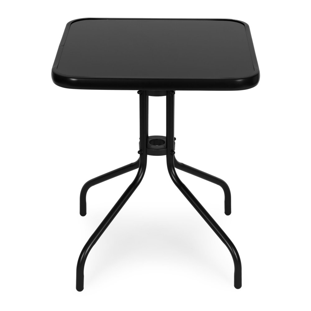 Dārza galds kvadrātveida 60 cm ar rūdīta stikla virsmu MultiGarden, melns (3)