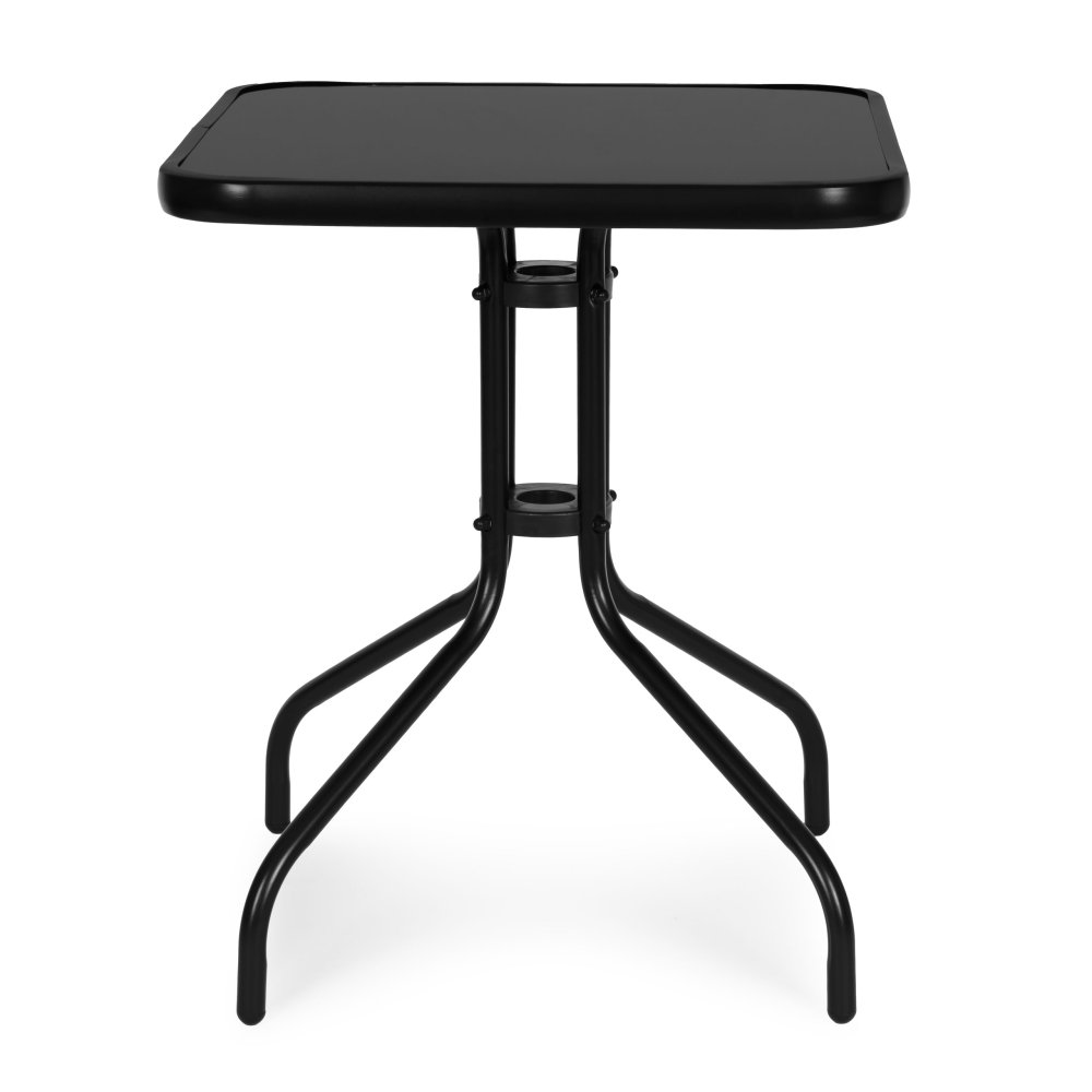 Dārza galds kvadrātveida 60 cm ar rūdīta stikla virsmu MultiGarden, melns (2)