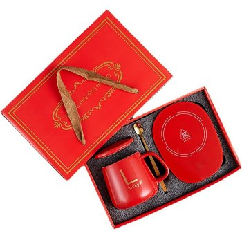 Elektriskais krūzes sildītājs komplektā ar krūzi, sarkans