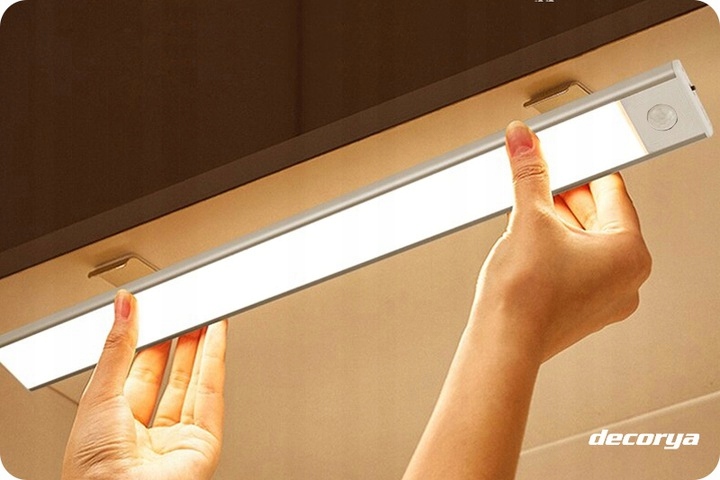 Pašlīmējoša bezvadu LED lampa, gaismeklis, lente ar kustības detektoru, 30 cm, Balta | LED Lamp Strip Light with... (2)