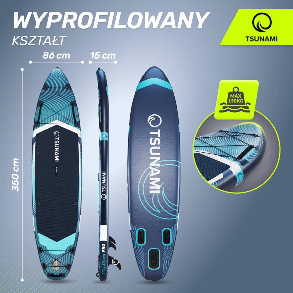 Piepūšamais SUP dēlis TSUNAMI PRO 350 cm T12 komplekts (2)