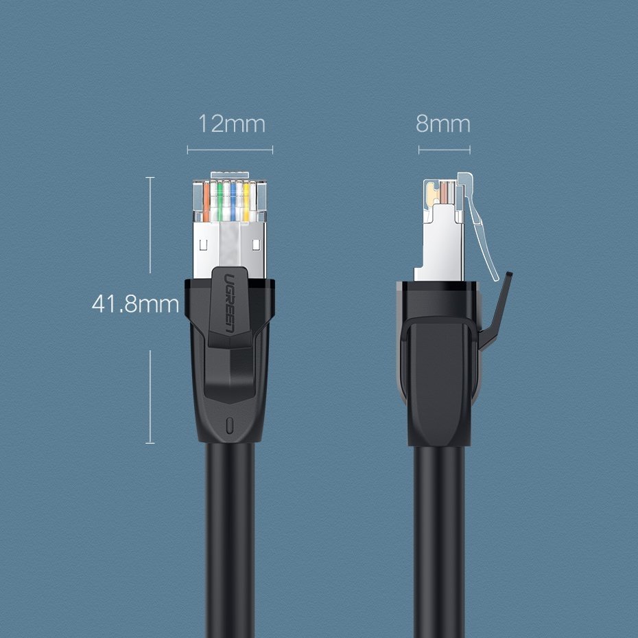 Ugreen Ethernet Patchcord Cable RJ45 Cat 8 T568B 2m, Black | Interneta Cabelis Vads (0)