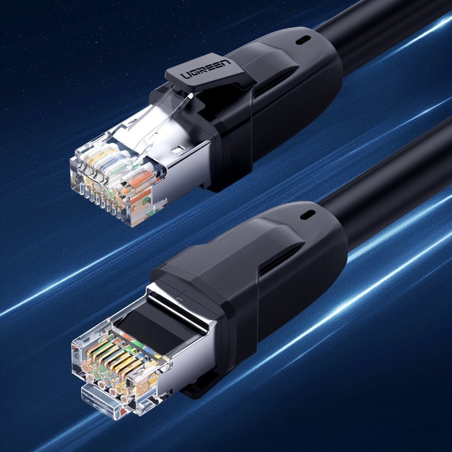 Ugreen Ethernet Patchcord Cable RJ45 Cat 8 T568B 2m, Black | Interneta Cabelis Vads (1)
