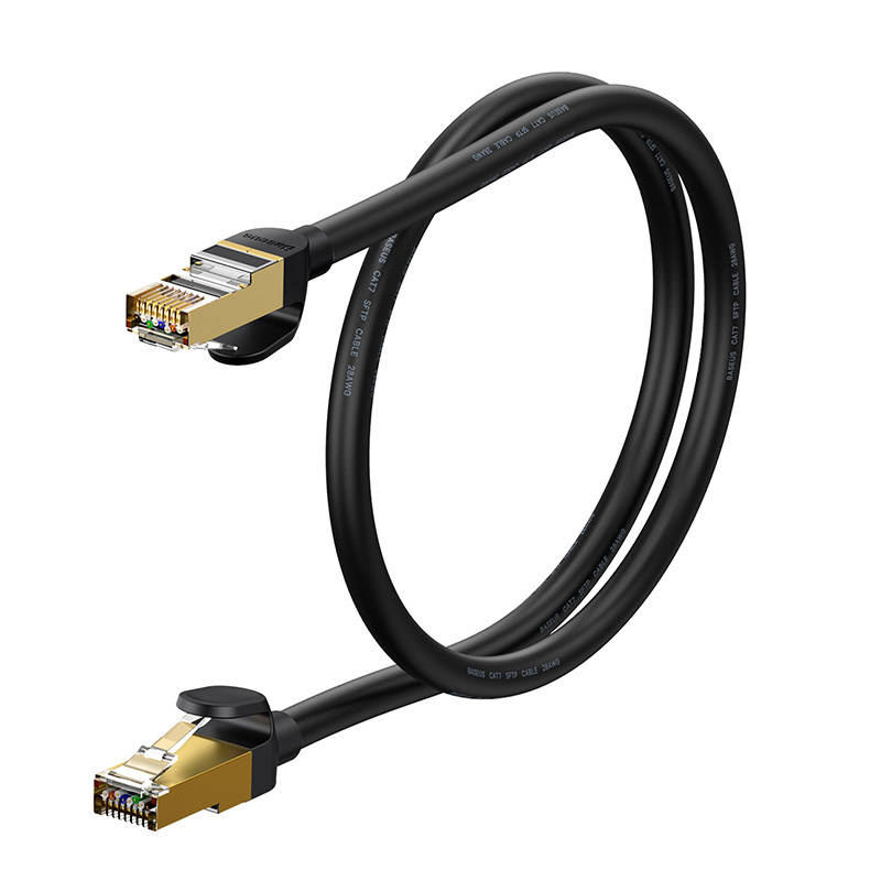 Baseus Speed Seven augstas ātruma RJ45 tīkla kabelis 10Gbps 1m melns (WKJS010101) | High Network Cable Black (1)