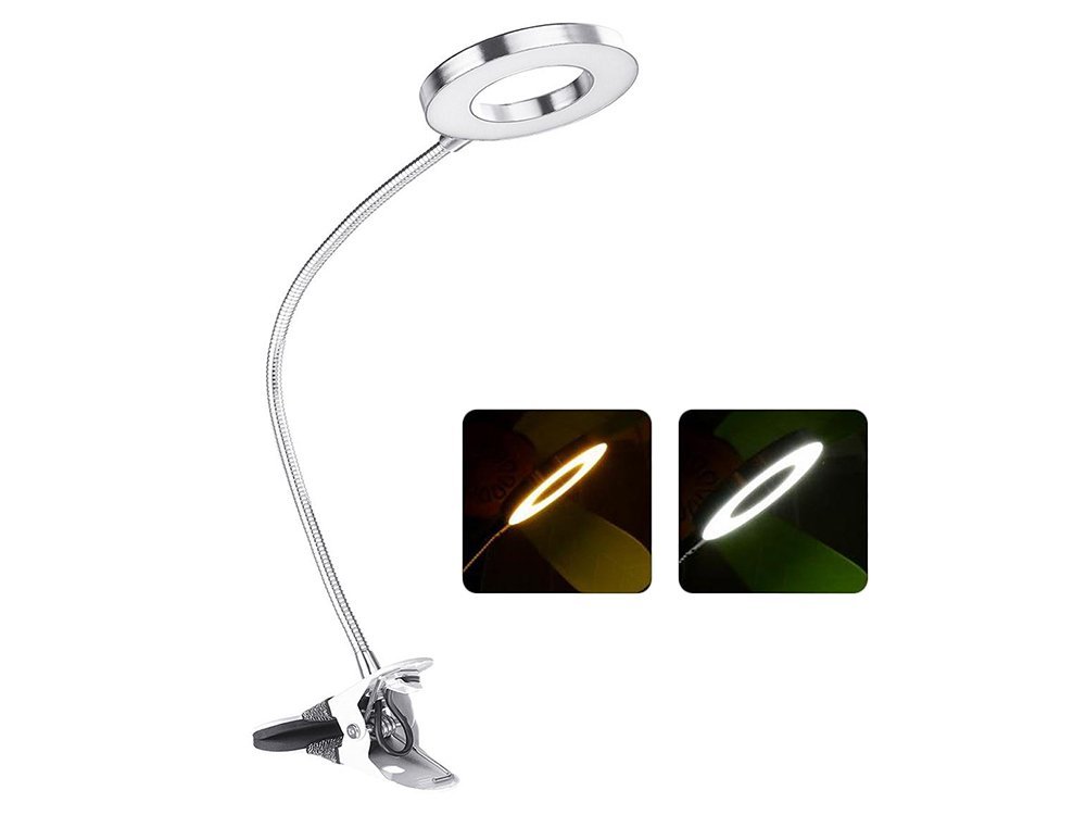 Regulējama LED USB kosmētiskā galda lampa ar klipsi / Lasīšanas gaisma | Clip-On LED Reading Light Cosmetic Lamp (2)