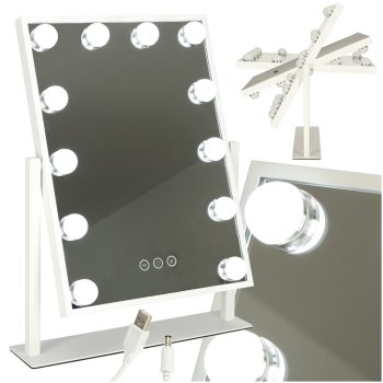 Kosmētikas spogulis ar LED apgaismojumu USB, 30x40cm | LED Illuminated Cosmetic Makeup Mirror