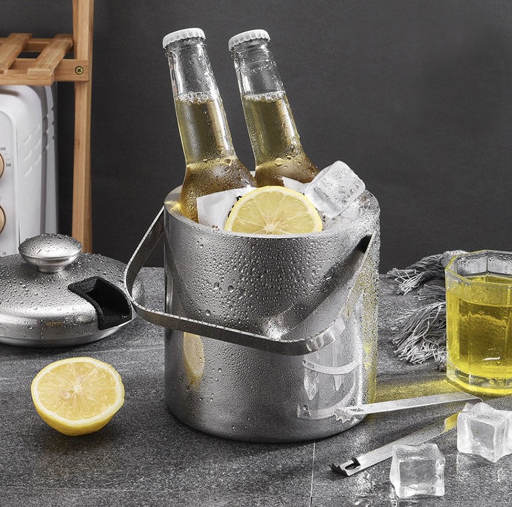 Ledus Spainis Trauks ar Vāku, Standziņām un Karoti, 1.3L | Ice Bucket with Tongs (14)