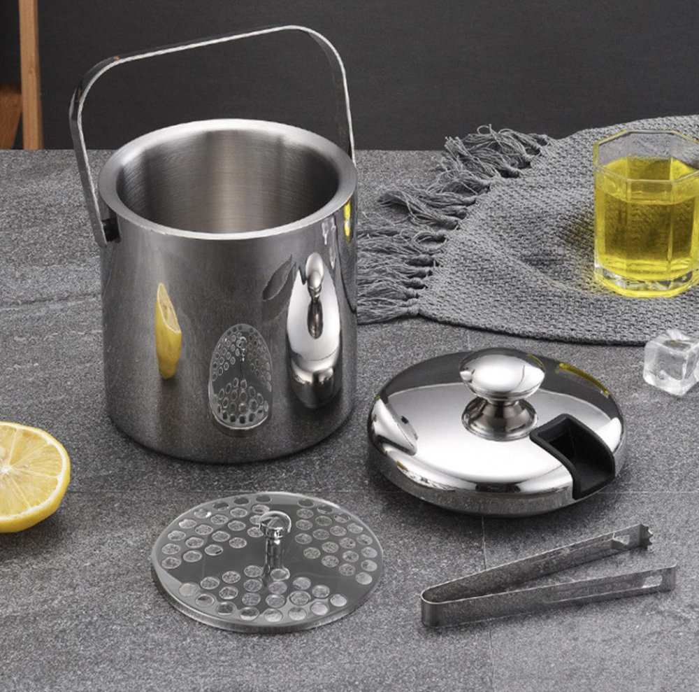 Ledus Spainis Trauks ar Vāku, Standziņām un Karoti, 1.3L | Ice Bucket with Tongs (13)